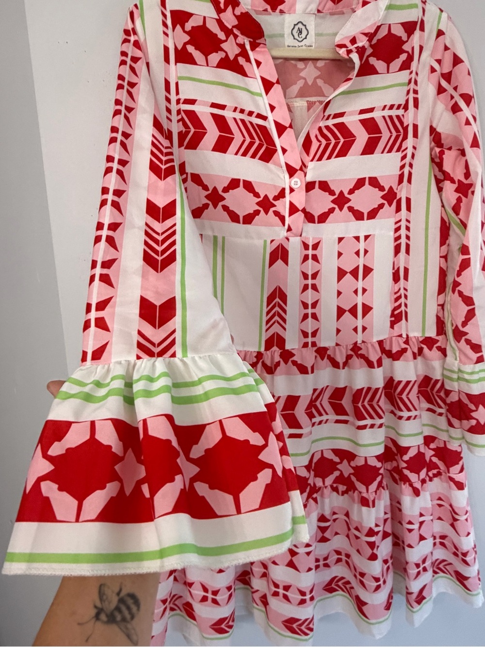 Arthur Jane Claire Women’s Medium Pink Red Ruffle Sleeve Hem Dress Swim Coverup - Picture 5 of 6